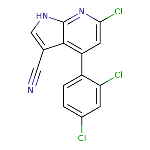 N#Cc1c[nH]c2c1c(cc(n2)Cl)c1ccc(cc1Cl)Cl