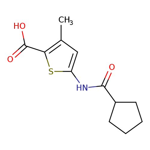 O=C(C1CCCC1)Nc1cc(c(s1)C(=O)O)C