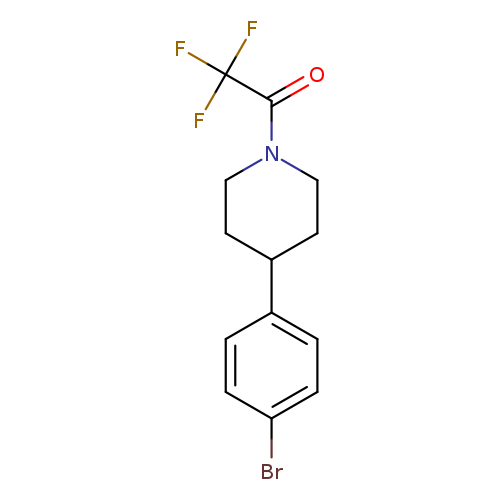 O=C(C(F)(F)F)N1CCC(CC1)c1ccc(cc1)Br