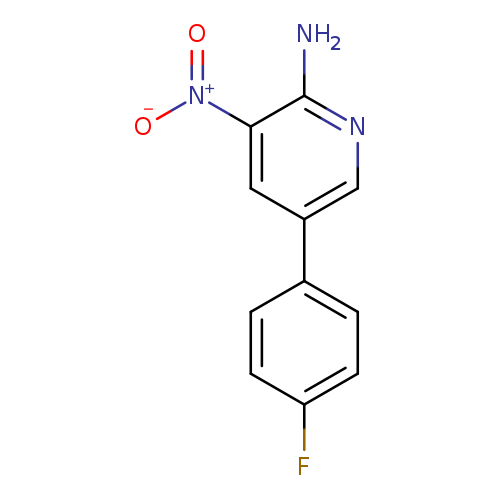 Fc1ccc(cc1)c1cnc(c(c1)[N+](=O)[O-])N