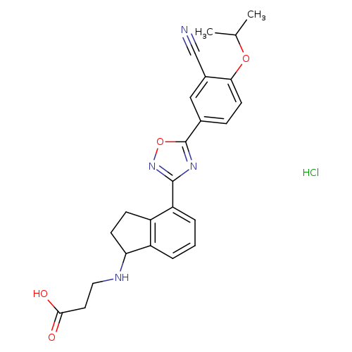 N#Cc1cc(ccc1OC(C)C)c1onc(n1)c1cccc2c1CCC2NCCC(=O)O.Cl