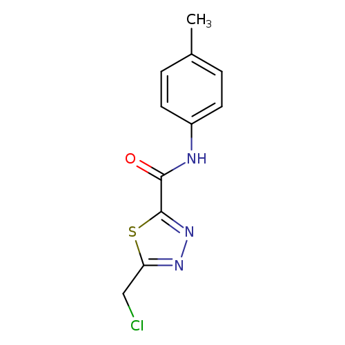 ClCc1nnc(s1)C(=O)Nc1ccc(cc1)C