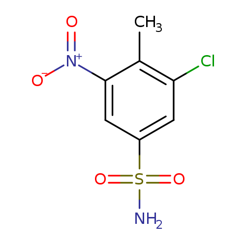[O-][N+](=O)c1cc(cc(c1C)Cl)S(=O)(=O)N