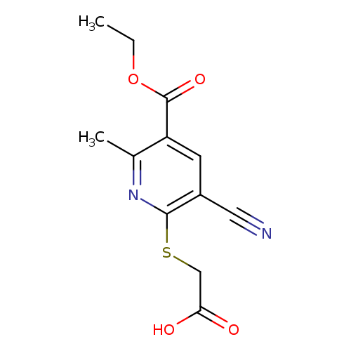 CCOC(=O)c1cc(C#N)c(nc1C)SCC(=O)O