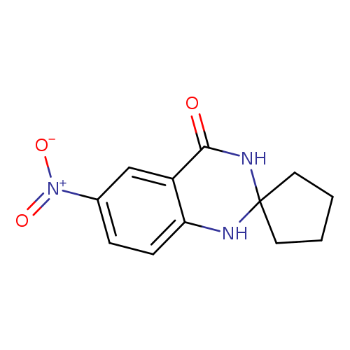 O=C1NC2(CCCC2)Nc2c1cc(cc2)[N+](=O)[O-]