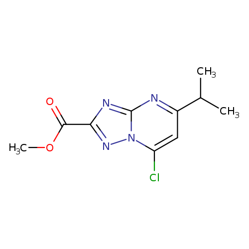 COC(=O)c1nn2c(n1)nc(cc2Cl)C(C)C