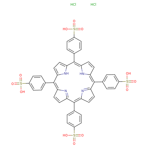 OS(=O)(=O)c1ccc(cc1)C1=c2ccc(=C(c3ccc([nH]3)C(=C3N=C(C(=C4N=C1C=C4)c1ccc(cc1)S(=O)(=O)O)C=C3)c1ccc(cc1)S(=O)(=O)O)c1ccc(cc1)S(=O)(=O)O)[nH]2.Cl.Cl