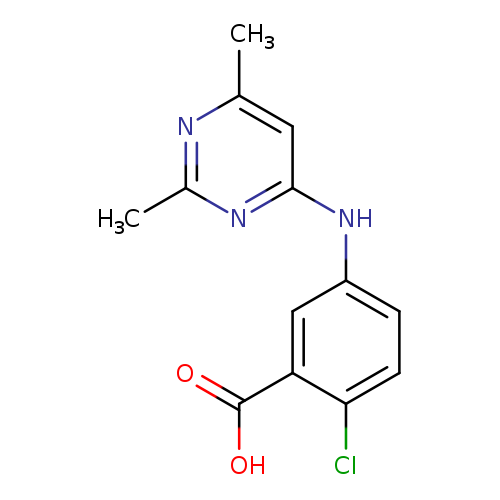 Cc1cc(Nc2ccc(c(c2)C(=O)O)Cl)nc(n1)C