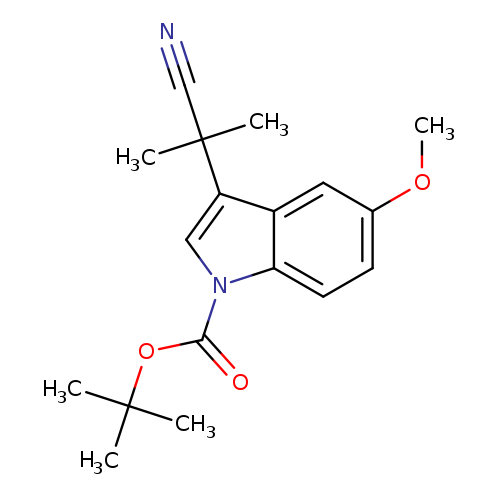 N#CC(c1cn(c2c1cc(OC)cc2)C(=O)OC(C)(C)C)(C)C