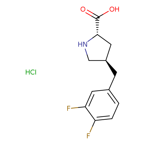 OC(=O)[C@H]1NC[C@@H](C1)Cc1ccc(c(c1)F)F.Cl