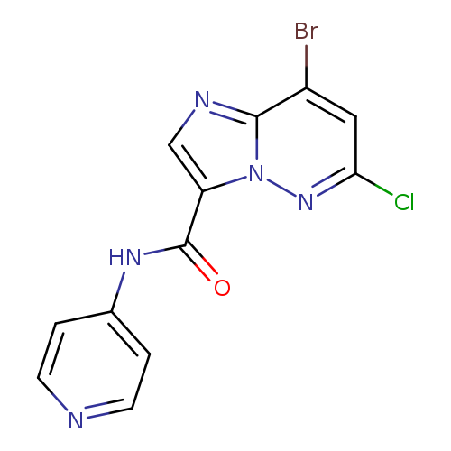 Clc1cc(Br)c2n(n1)c(cn2)C(=O)Nc1ccncc1