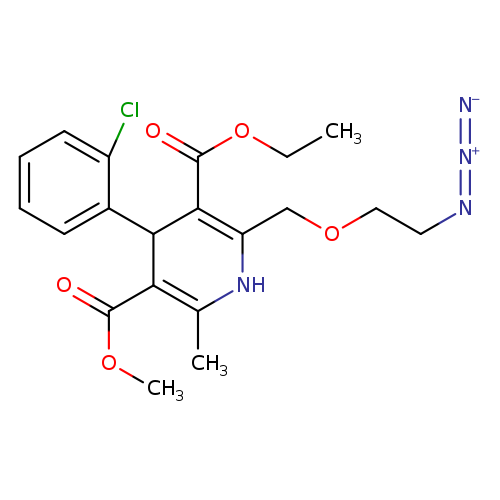CCOC(=O)C1=C(COCCN=[N+]=[N-])NC(=C(C1c1ccccc1Cl)C(=O)OC)C