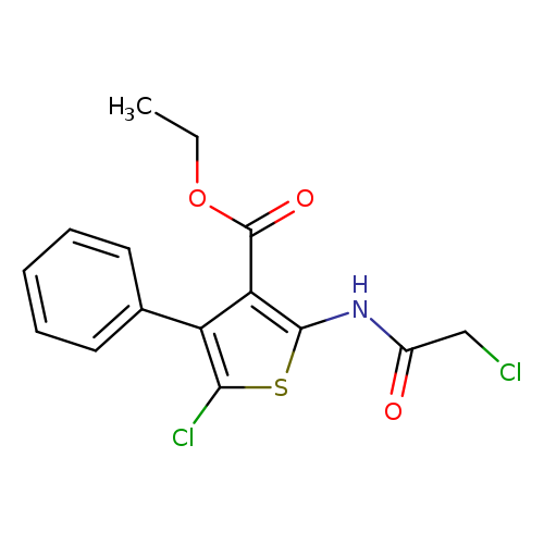 CCOC(=O)c1c(NC(=O)CCl)sc(c1c1ccccc1)Cl
