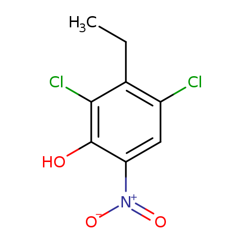 CCc1c(Cl)cc(c(c1Cl)O)[N+](=O)[O-]