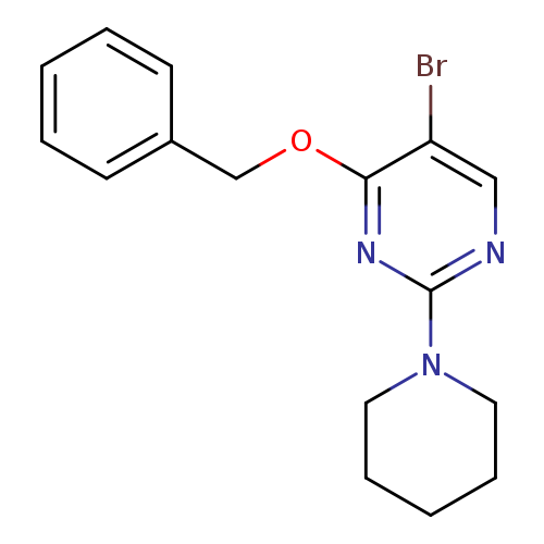 Brc1cnc(nc1OCc1ccccc1)N1CCCCC1