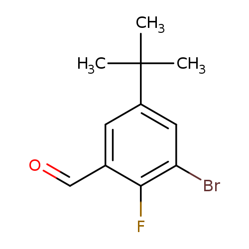 O=Cc1cc(cc(c1F)Br)C(C)(C)C