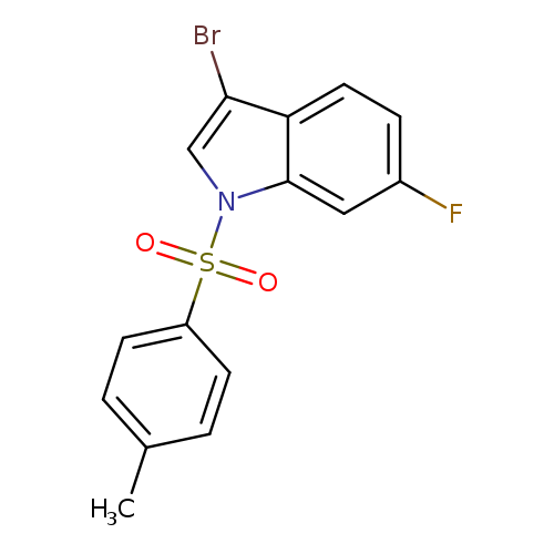 Cc1ccc(cc1)S(=O)(=O)n1cc(c2c1cc(F)cc2)Br