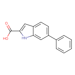OC(=O)c1cc2c([nH]1)cc(cc2)c1ccccc1