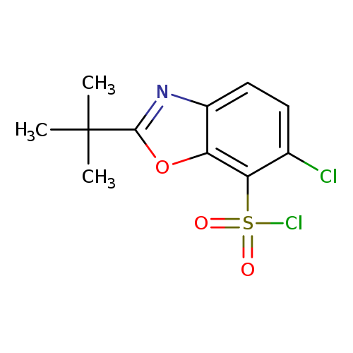 Clc1ccc2c(c1S(=O)(=O)Cl)oc(n2)C(C)(C)C