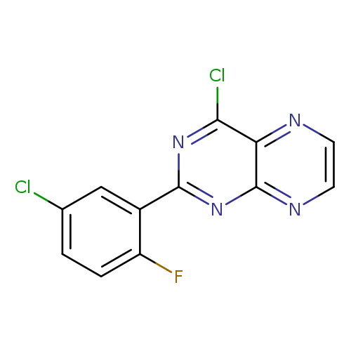 Clc1ccc(c(c1)c1nc(Cl)c2c(n1)nccn2)F