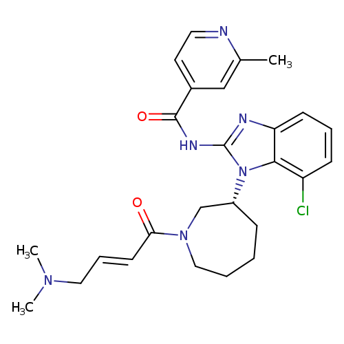 CN(C/C=C/C(=O)N1CCCC[C@H](C1)n1c(NC(=O)c2ccnc(c2)C)nc2c1c(Cl)ccc2)C