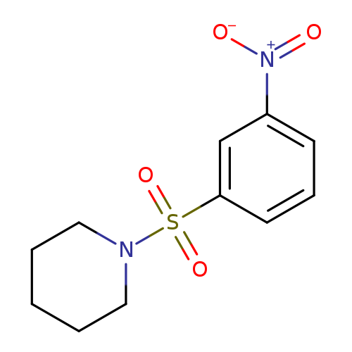 [O-][N+](=O)c1cccc(c1)S(=O)(=O)N1CCCCC1