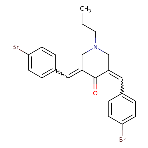 CCCN1CC(=Cc2ccc(cc2)Br)C(=O)C(=Cc2ccc(cc2)Br)C1