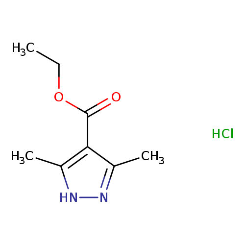 CCOC(=O)c1c(C)n[nH]c1C.Cl