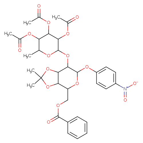 CC(=O)OC1C(OC2C(OC(C3C2OC(O3)(C)C)COC(=O)c2ccccc2)Oc2ccc(cc2)[N+](=O)[O-])OC(C(C1OC(=O)C)OC(=O)C)C