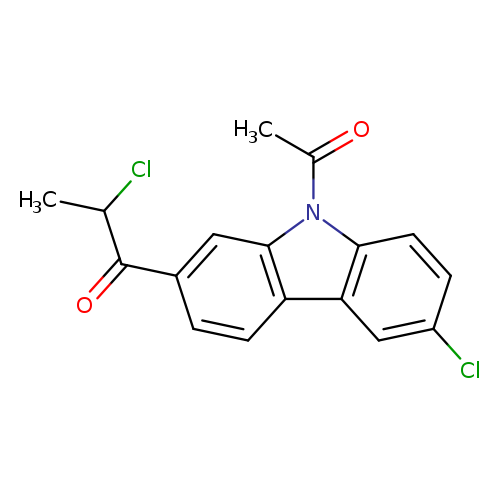 Clc1ccc2c(c1)c1ccc(cc1n2C(=O)C)C(=O)C(Cl)C