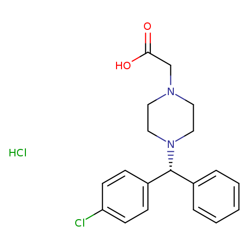 OC(=O)CN1CCN(CC1)[C@@H](c1ccc(cc1)Cl)c1ccccc1.Cl