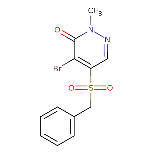 Cn1ncc(c(c1=O)Br)S(=O)(=O)Cc1ccccc1
