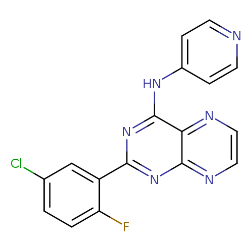 Clc1ccc(c(c1)c1nc(Nc2ccncc2)c2c(n1)nccn2)F