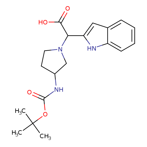 O=C(OC(C)(C)C)NC1CCN(C1)C(c1cc2c([nH]1)cccc2)C(=O)O