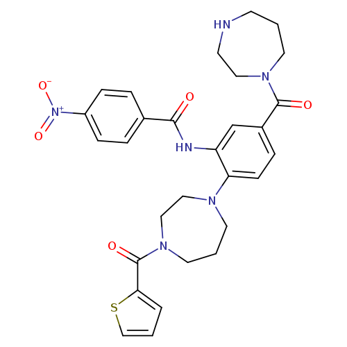 O=C(c1ccc(cc1)[N+](=O)[O-])Nc1cc(ccc1N1CCCN(CC1)C(=O)c1cccs1)C(=O)N1CCNCCC1