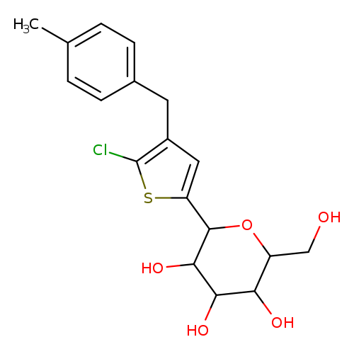 OCC1OC(c2cc(c(s2)Cl)Cc2ccc(cc2)C)C(C(C1O)O)O