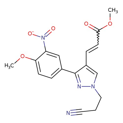 N#CCCn1nc(c(c1)C=CC(=O)OC)c1ccc(c(c1)[N+](=O)[O-])OC