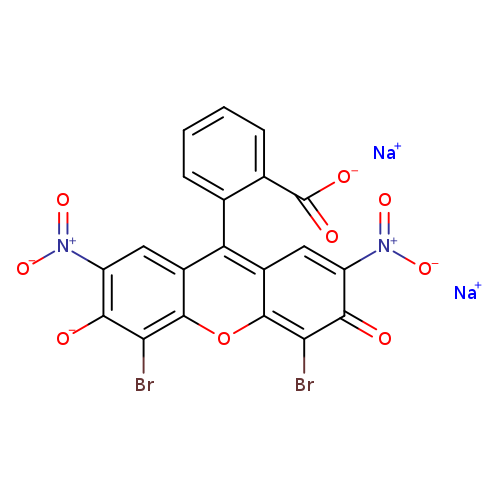 [O-]C(=O)c1ccccc1c1c2cc([N+](=O)[O-])c(=O)c(c2oc2c1cc([N+](=O)[O-])c(c2Br)[O-])Br.[Na+].[Na+]