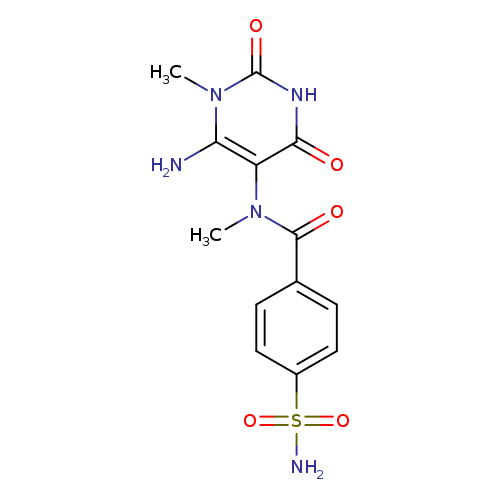 O=C(N(c1c(=O)[nH]c(=O)n(c1N)C)C)c1ccc(cc1)S(=O)(=O)N