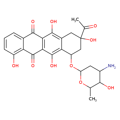 NC1CC(OC(C1O)C)OC1CC(O)(Cc2c1c(O)c1c(c2O)C(=O)c2c(C1=O)c(O)ccc2)C(=O)C