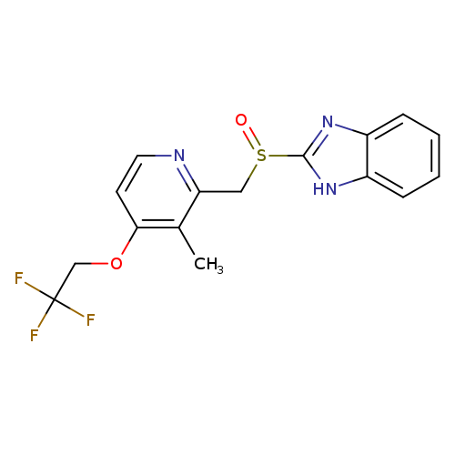 O=S(c1nc2c([nH]1)cccc2)Cc1nccc(c1C)OCC(F)(F)F