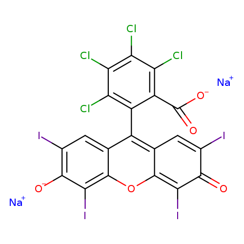 Clc1c(Cl)c(Cl)c(c(c1Cl)C(=O)[O-])c1c2cc(I)c(=O)c(c2oc2c1cc(I)c(c2I)[O-])I.[Na+].[Na+]