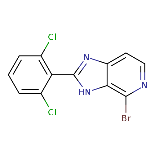 Clc1cccc(c1c1nc2c([nH]1)c(Br)ncc2)Cl