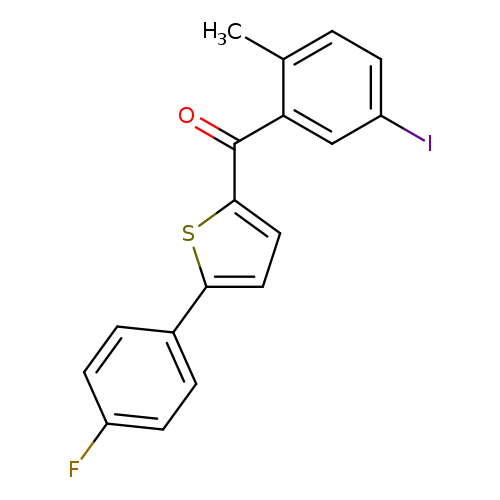 Fc1ccc(cc1)c1ccc(s1)C(=O)c1cc(I)ccc1C
