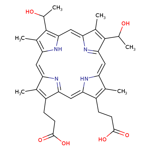 OC(=O)CCC1=C(C)C2=N/C/1=Cc1[nH]c(c(c1CCC(=O)O)C)/C=C/1N=C(/C=c/3[nH]/c(=C2)/c(C)c3C(O)C)C(=C1C(O)C)C