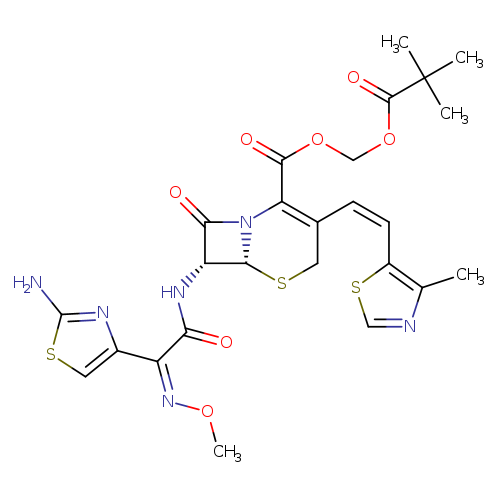CO/N=C(/c1csc(n1)N)C(=O)N[C@@H]1C(=O)N2[C@@H]1SCC(=C2C(=O)OCOC(=O)C(C)(C)C)/C=Cc1scnc1C