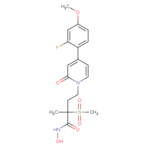 ONC(=O)C(S(=O)(=O)C)(CCn1ccc(cc1=O)c1ccc(cc1F)OC)C