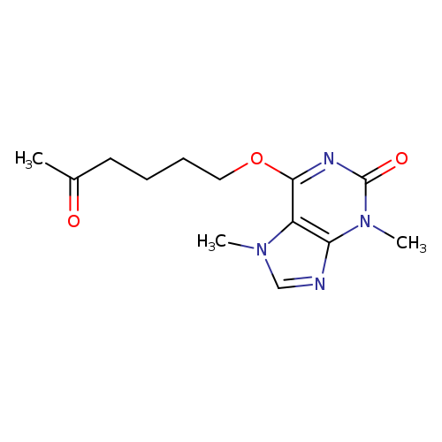 CC(=O)CCCCOc1nc(=O)n(c2c1n(C)cn2)C