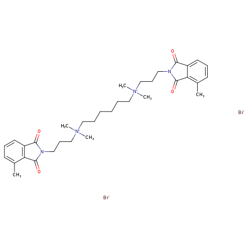 Cc1cccc2c1C(=O)N(C2=O)CCC[N+](CCCCCC[N+](CCCN1C(=O)c2c(C1=O)c(C)ccc2)(C)C)(C)C.[Br-].[Br-]