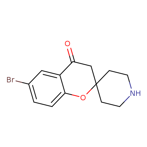 Brc1ccc2c(c1)C(=O)CC1(O2)CCNCC1